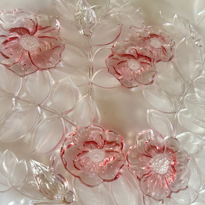 Vintage Mikasa Pink Rosella Walther Crystal 12.5” round platter/tray