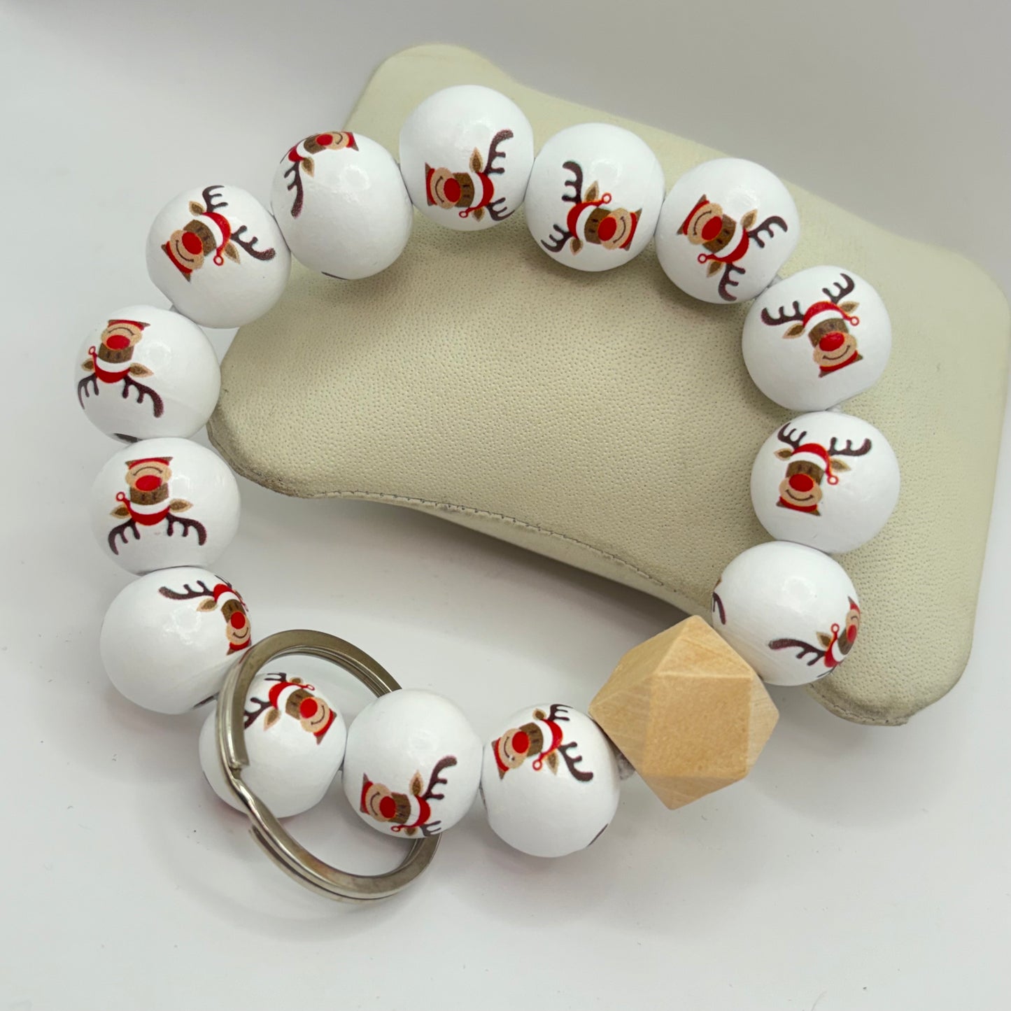 Christmas Wooden Beads Chunky Key Ring