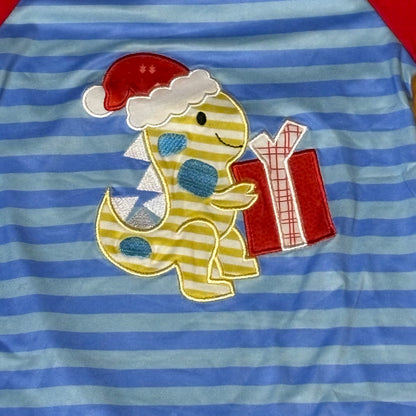 Infant Christmas Dinosaur Appliqué Romper 12 month