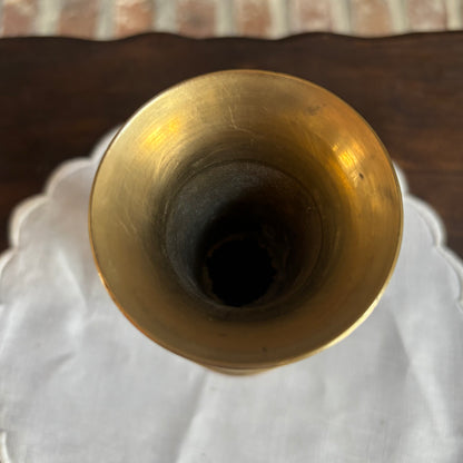 Etched Floral Brass Vase