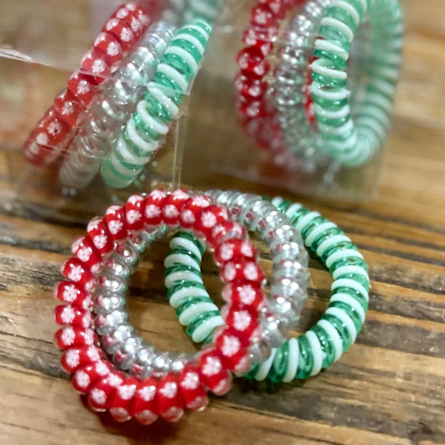 Christmas: Large Coil Ponytail Holders Set of 3