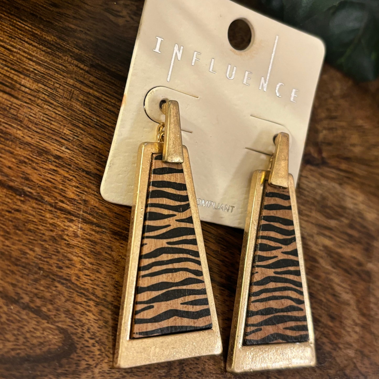 Tiger Print Leather Dangle Earrings