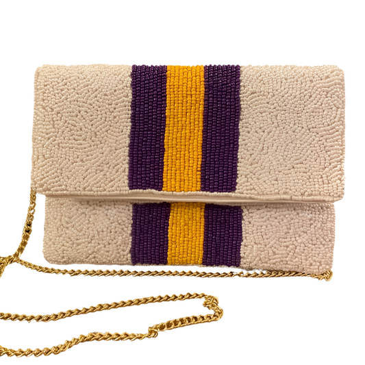 Game Day: Purple & Gold Seed Bead Handbag