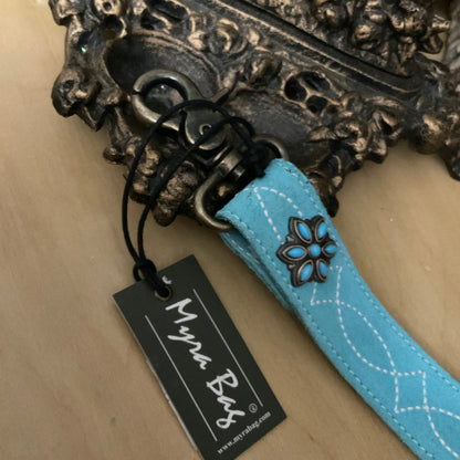 RODEO Rose Leather Key Fob in Blue