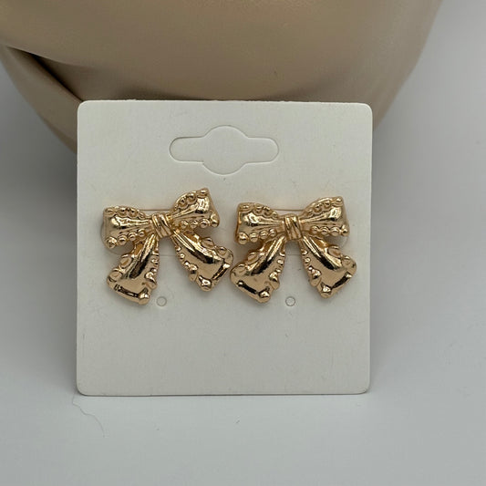 Gold Bow Post Back Earrings