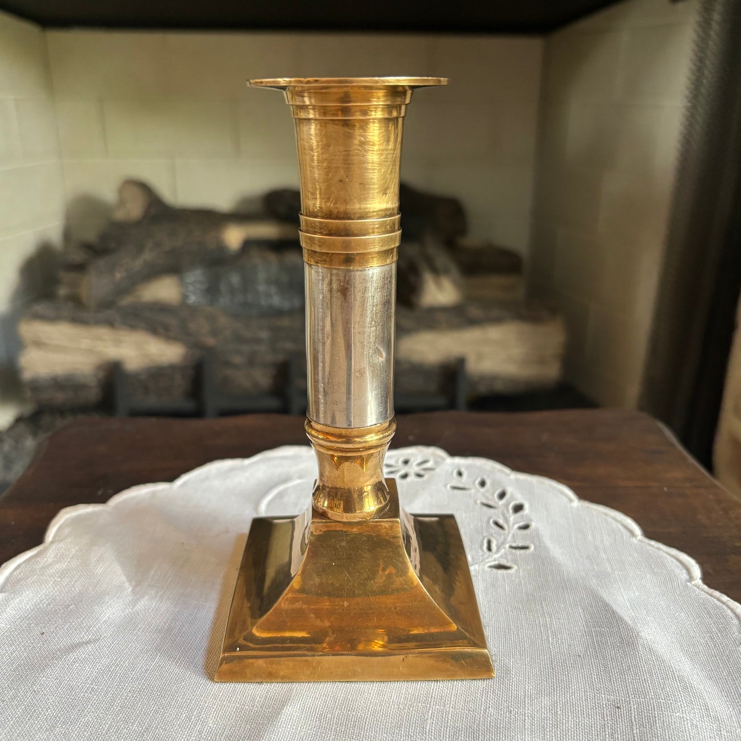 Vintage Brass & Chrome Candlestick