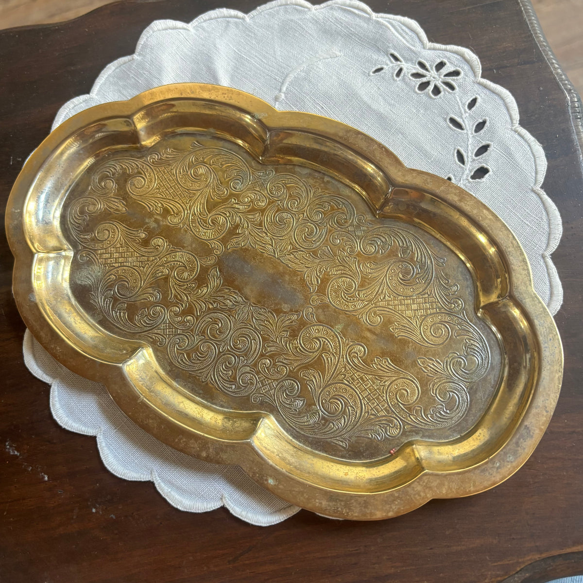 Vintage Silverplate over Brass Tray