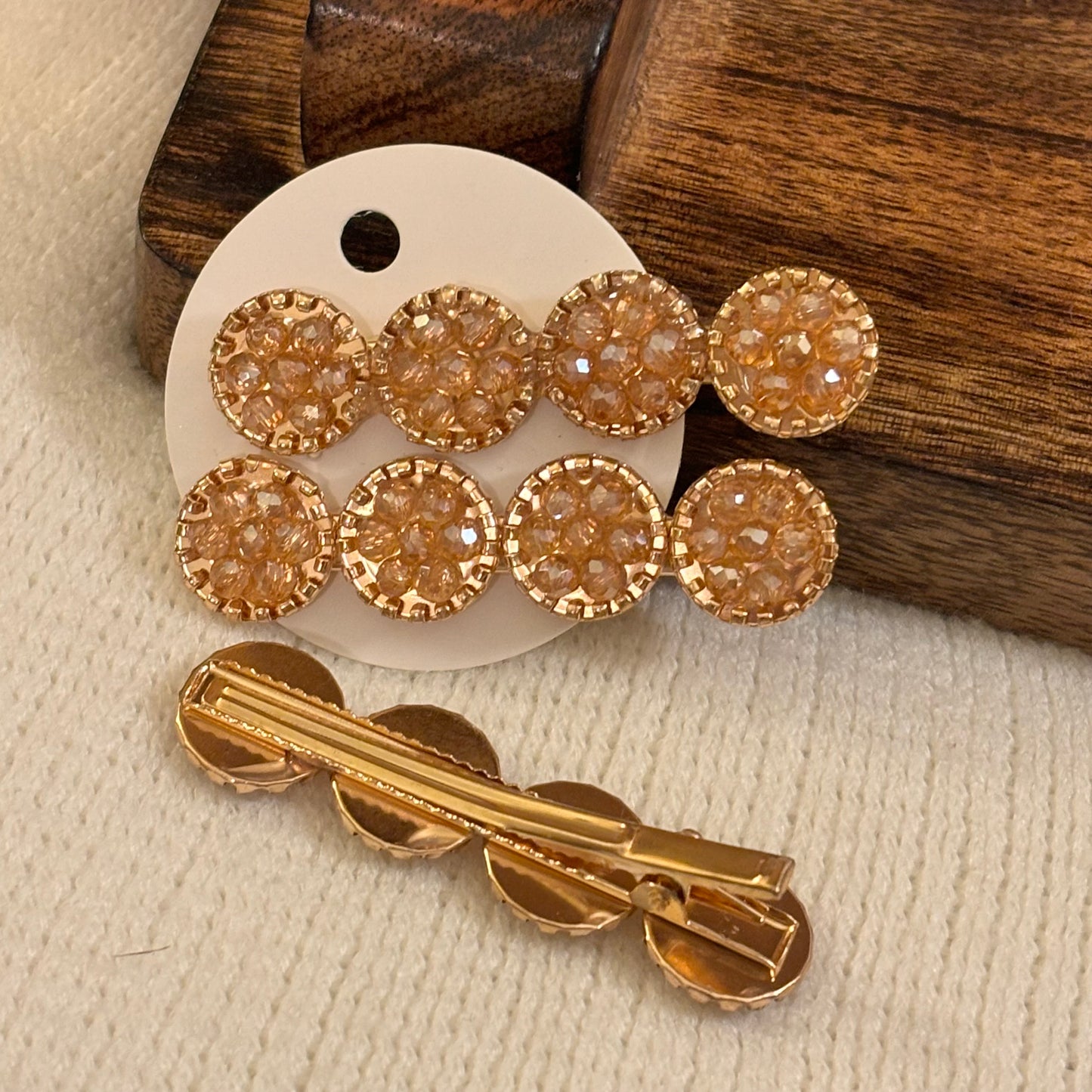 Champagne Colored Clip Barrette Set of 2