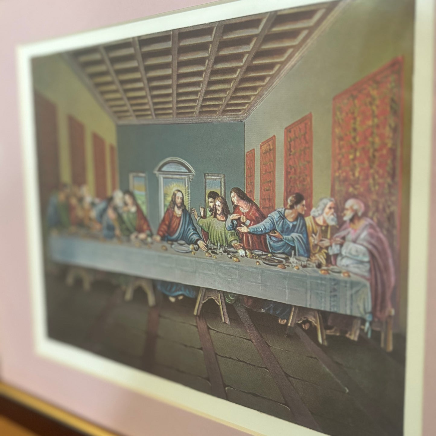 The Last Supper Framed Art Pink Matte