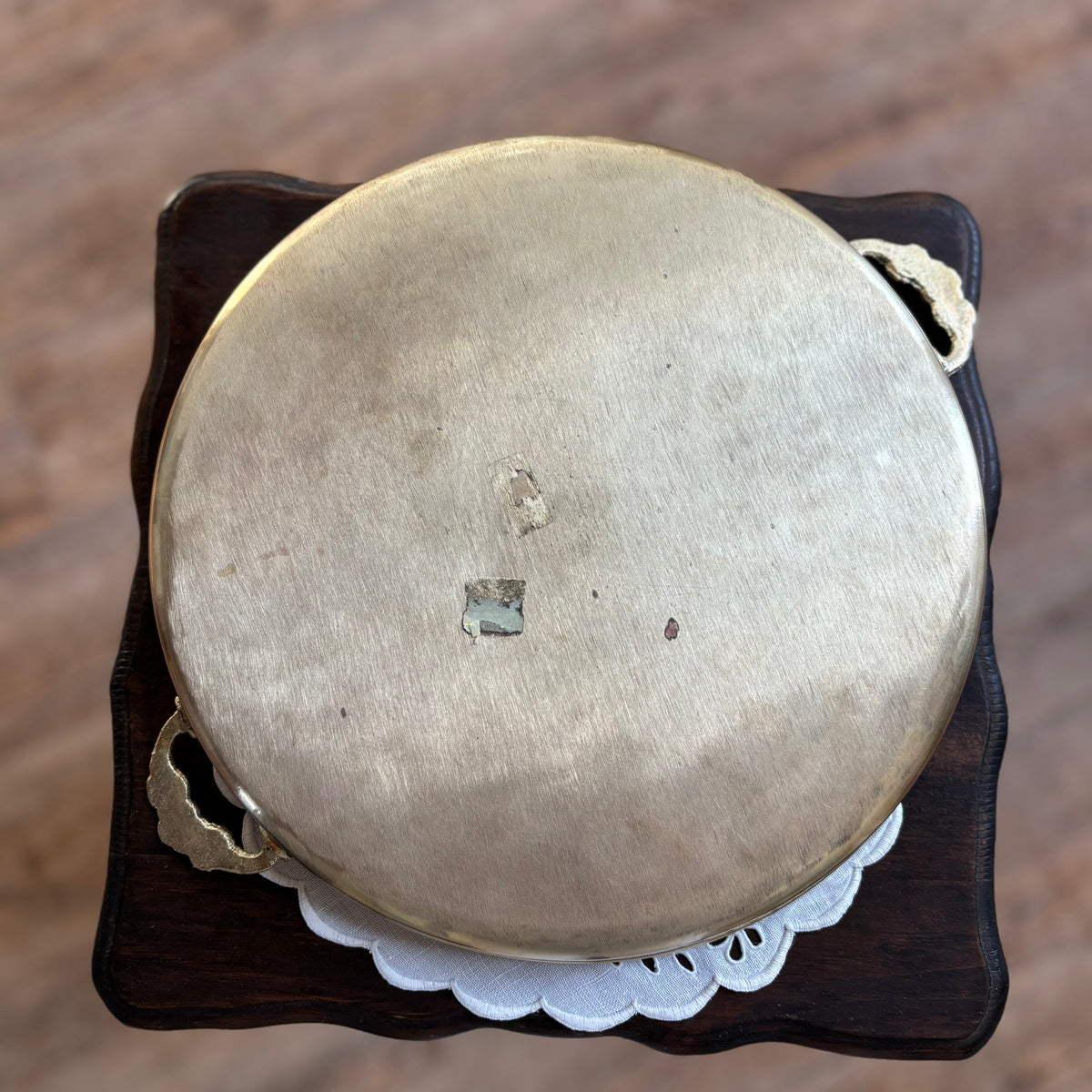 Brass Tray with Floral Embossed Handles