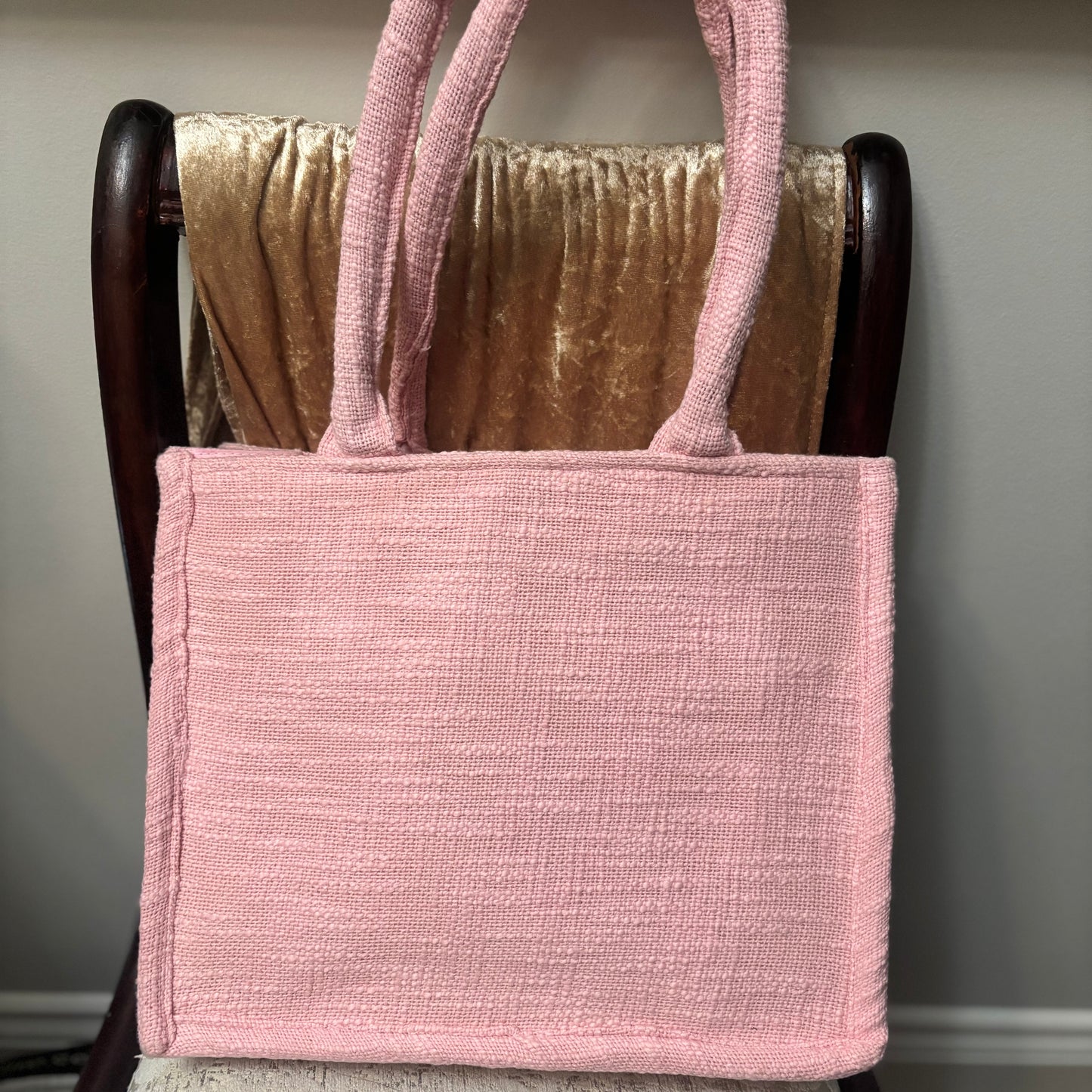 GYPSY Lace Canvas Tote Bag In Light Pink • Myra Bag