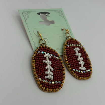 Football Seed Bead Dangle Earrings