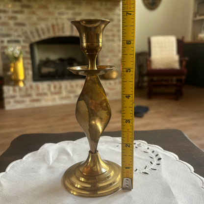 MCM Twisted Stem Brass Candlestick 7”