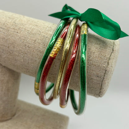 Christmas Glitter Jelly Bangle Bracelet Stacks