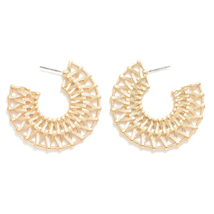 Woven Metal Hoop Earrings in Gold or Silver