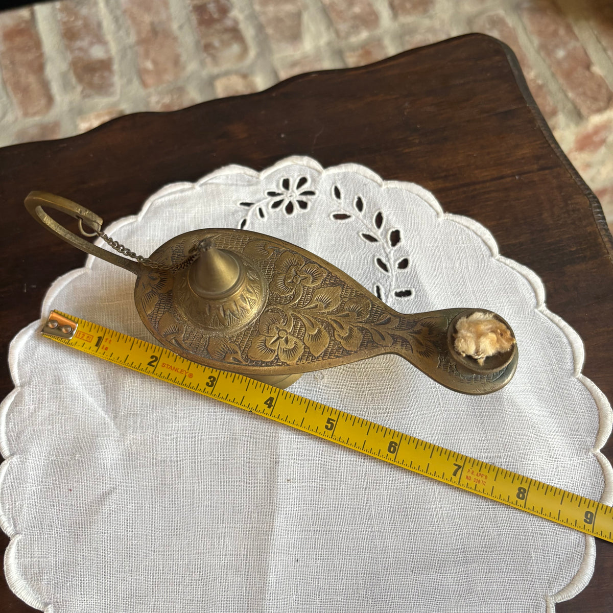Vintage Etched Brass Aladdin Genie Oil Lamp
