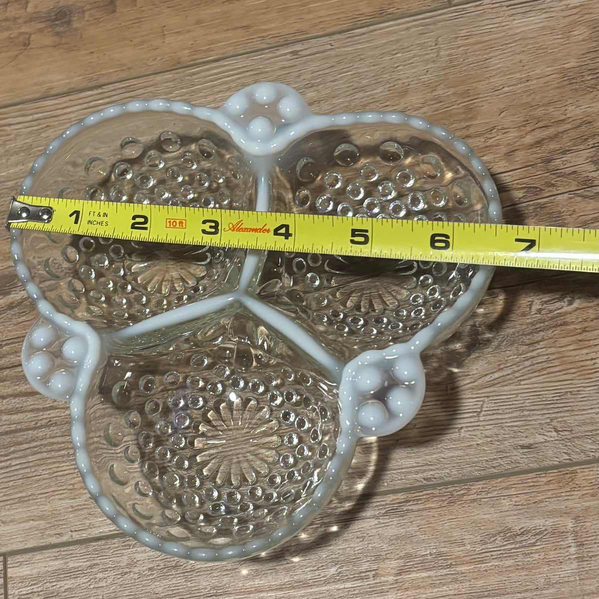 1940’s Moonstone Clear Opalescent Divided Relish Dish