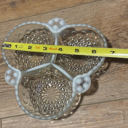 1940’s Moonstone Clear Opalescent Divided Relish Dish