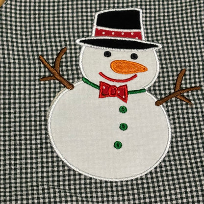 Infant Grey Plaid Snowman Appliqué Jon Jon