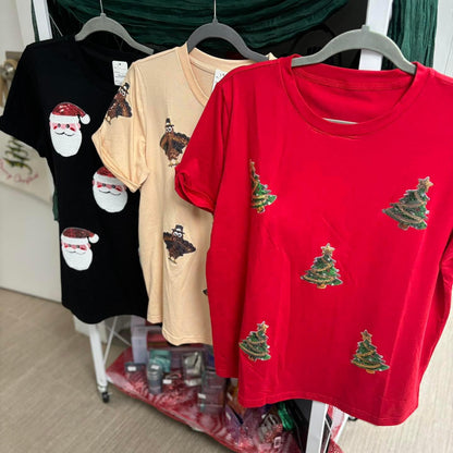 Holiday Sequin Appliqué Shirts