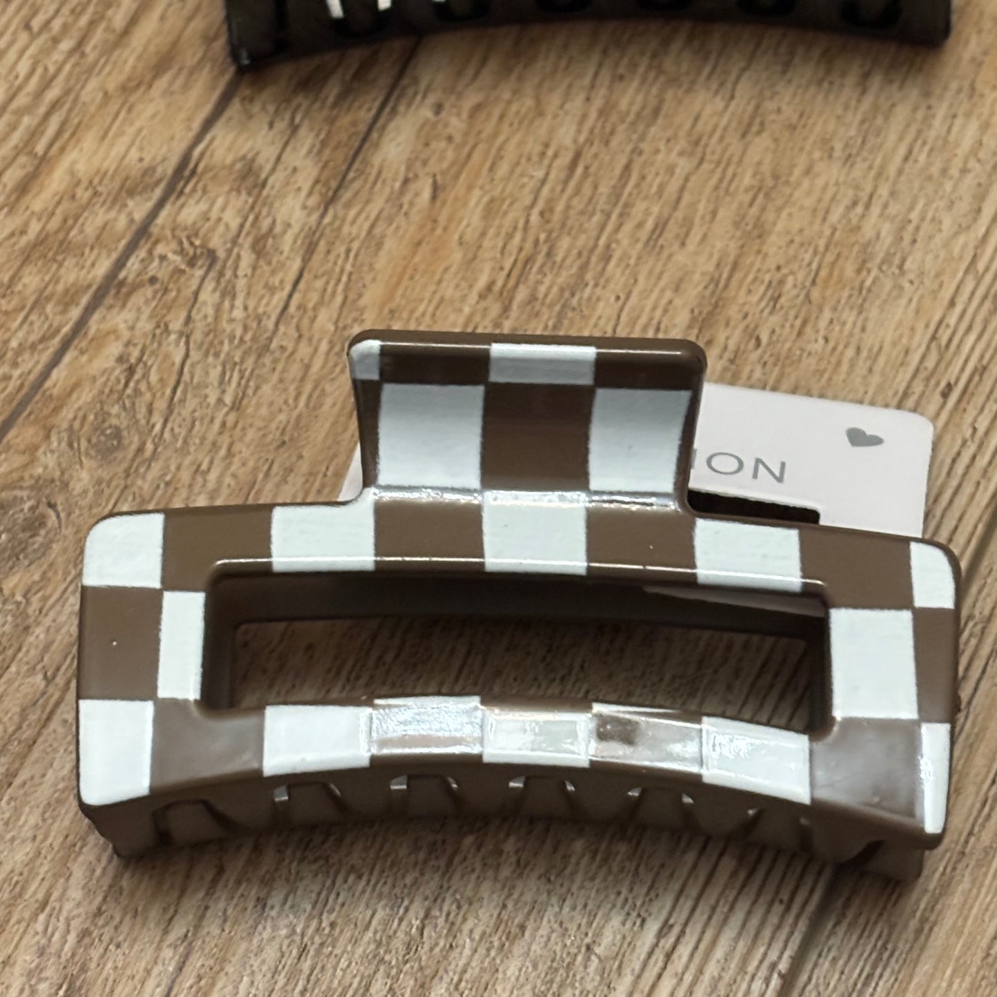 Checkered Hair Claw Clip 3”