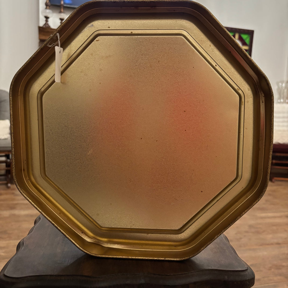 vintage octagonal metal wall hanging featuring a reproduction of the classic portrait "Master Simpson"by artist C. Bremont