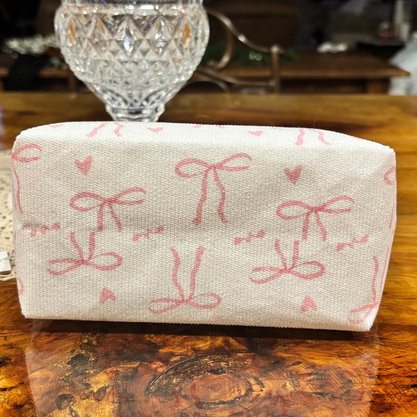 Cosmetic Bag Pink Bows and Hearts