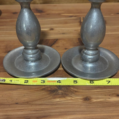 Pair of Vintage Pewter Candlesticks Candle Holders