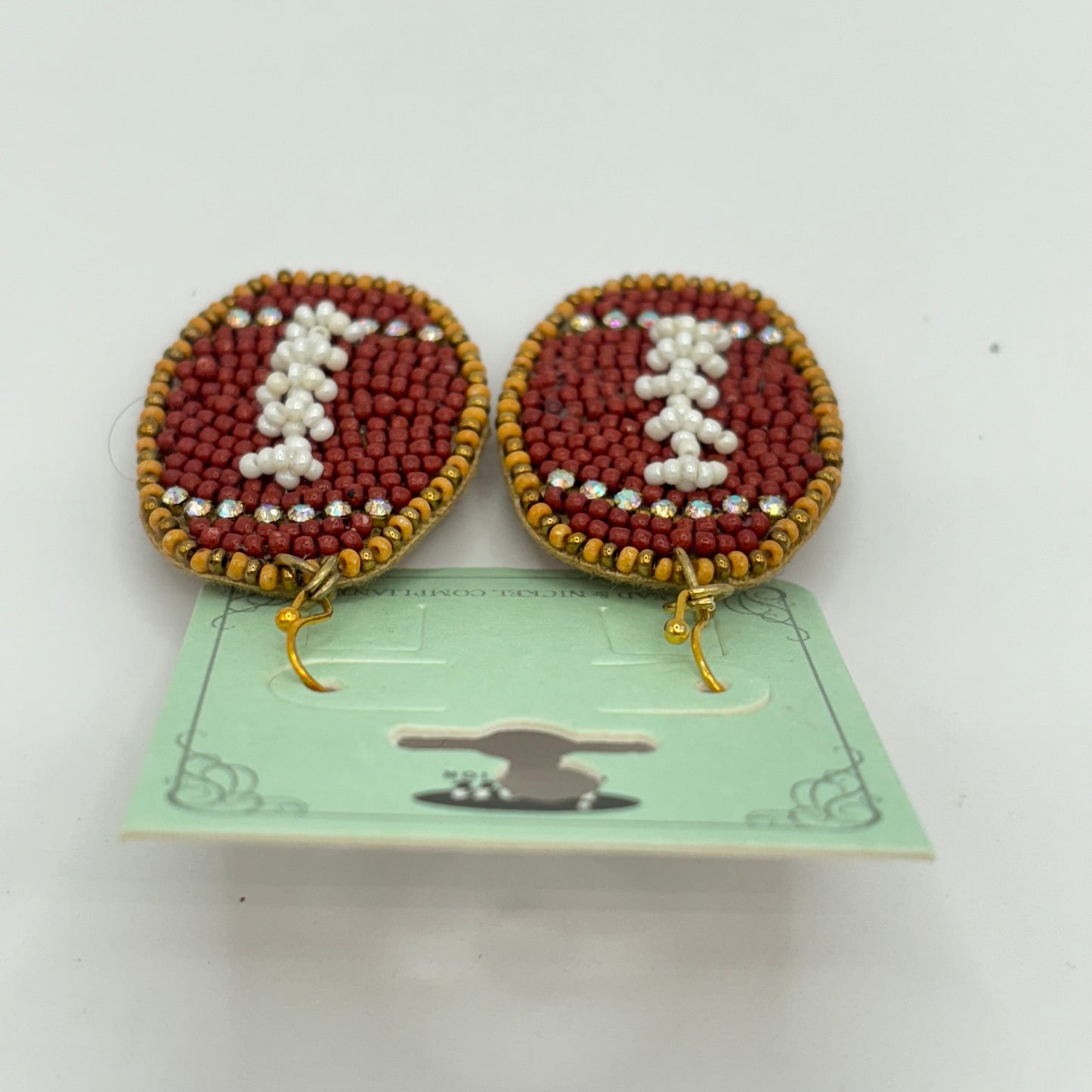 Football Seed Bead Dangle Earrings