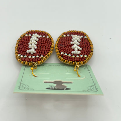 Football Seed Bead Dangle Earrings