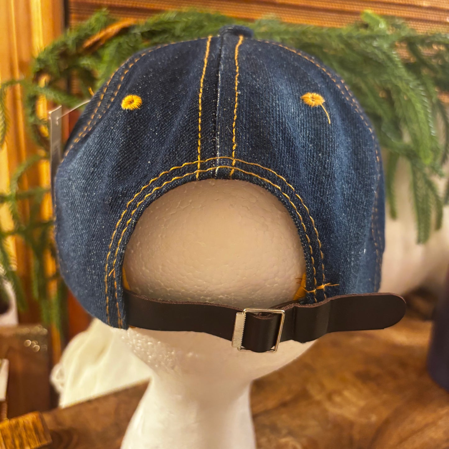 Mardi Gras Denim Hat with Mask and Green, Purple, Gold Stones