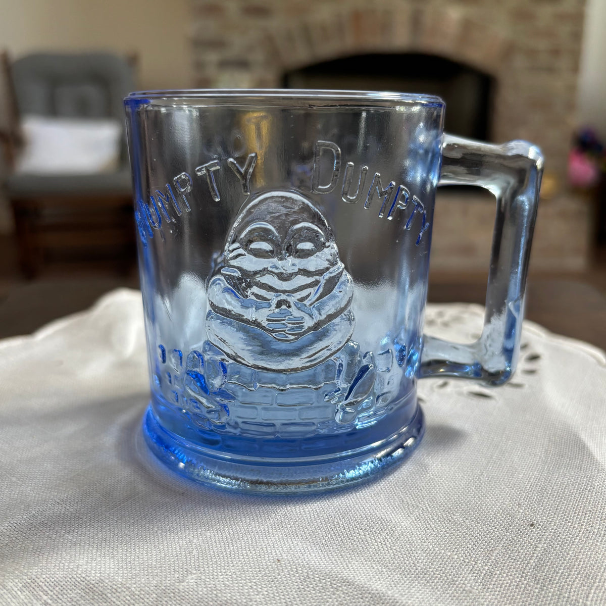 Indiana Glass Tiara Nursery Rhymes Blue Glass Children's Dinnerware - Mug, Cereal Bowl And Three Compartment Plate