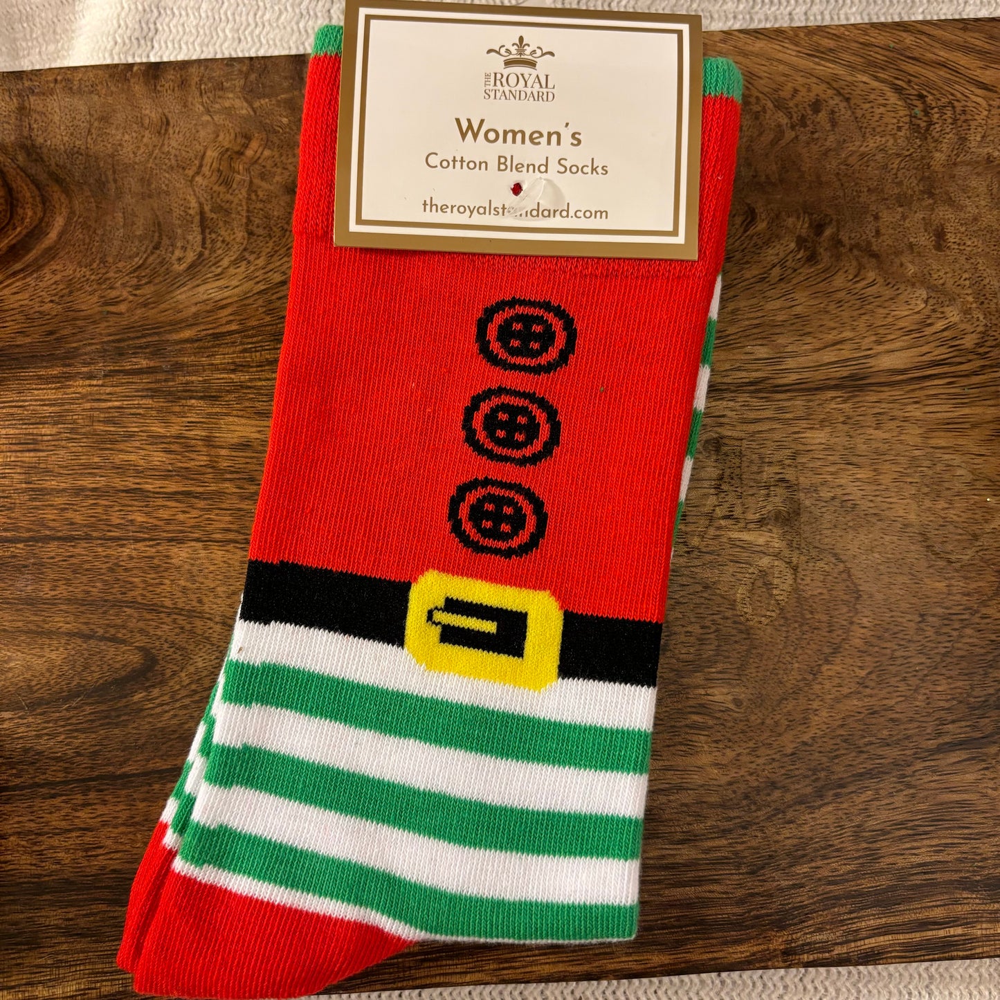 Women's Santa Belt Festive Socks Red/Green/White   One Size