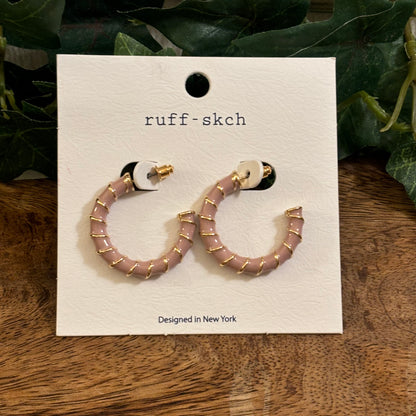 Pink Enamel Hoop Earrings