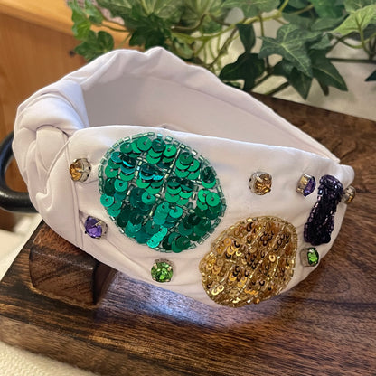 Mardi Gras Top Knot Headband with Sequins