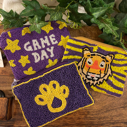 GameDay: Tigers Seed Bead Zippered Pouch