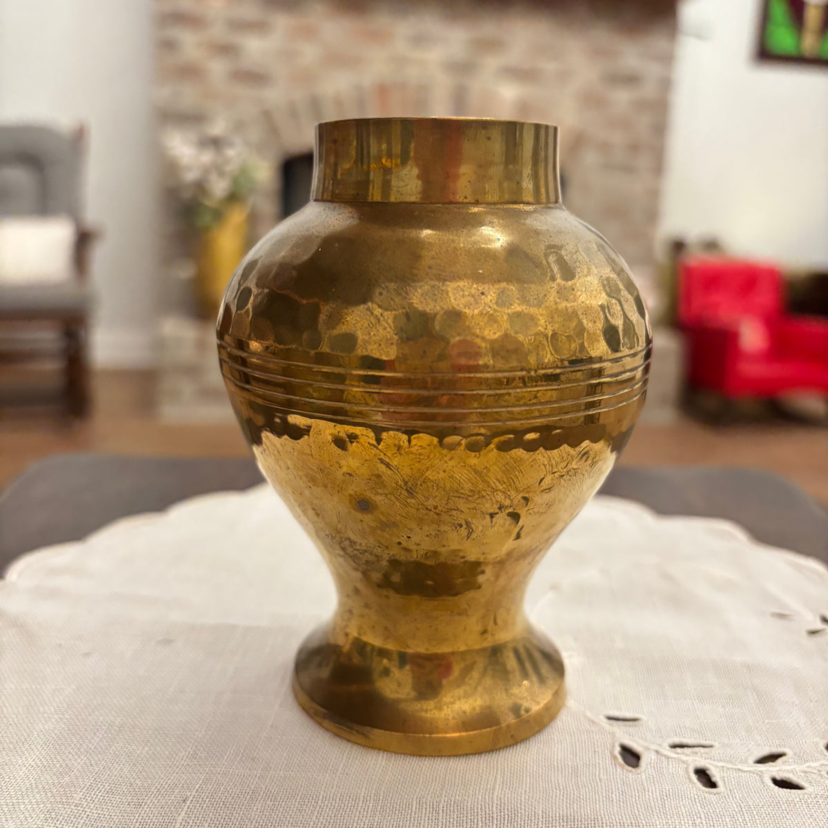 Hammered Solid Brass Vase 5”