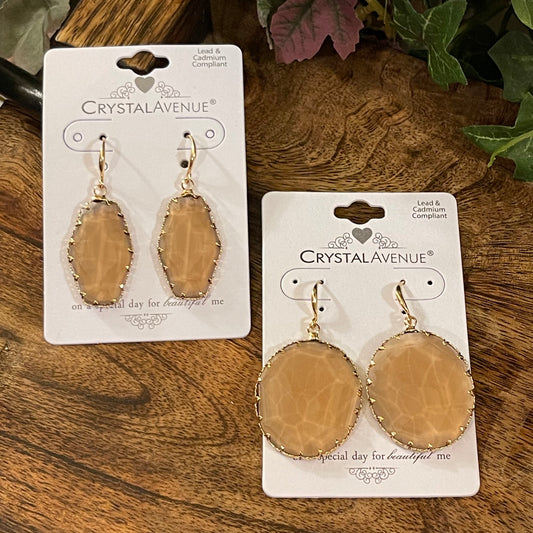 Earrings - Champagne Stone Dangle Earrings