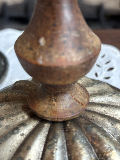 Set of 2 Vintage Dilly Wood and Metal Eagle Candle Holder with Snuffer on Chain