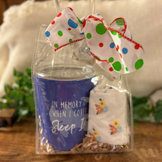 Mary Square 12 oz Insulated Tumbler ~ In Memory Of When I Could Sleep In and Adult Socks Gift Set