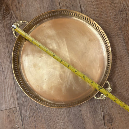 Brass Tray with Floral Embossed Handles • 3 sizes