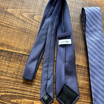 Calvin Klein Blue Necktie Duo - Solid and Striped