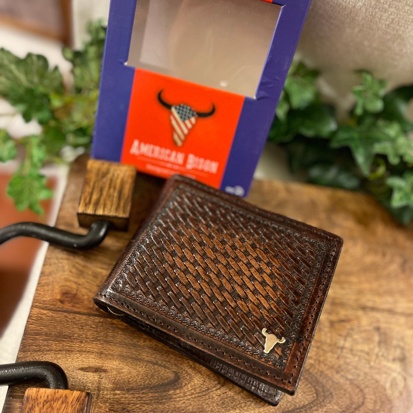 American Bison Tooled Leather Bifold Wallet