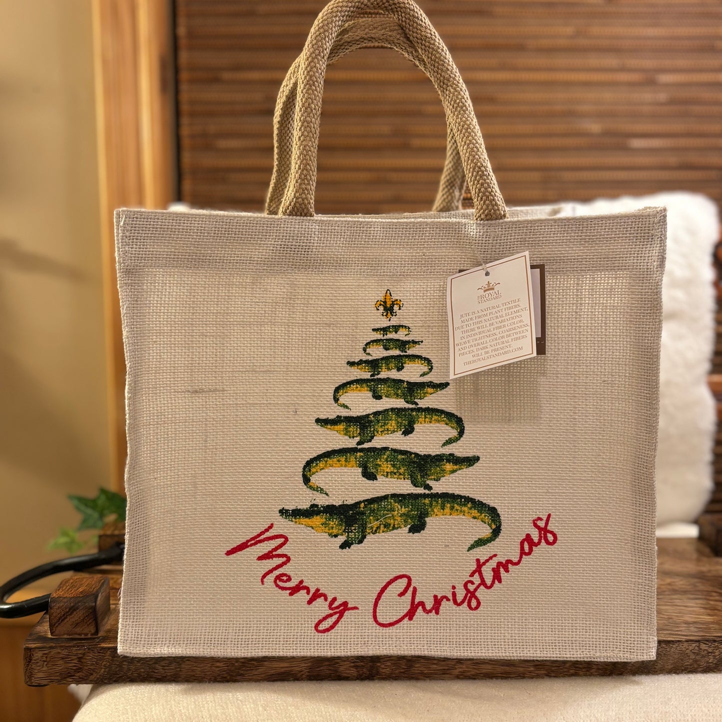 Gator Christmas Tree Gift Tote White/Green/Red  12x10x8