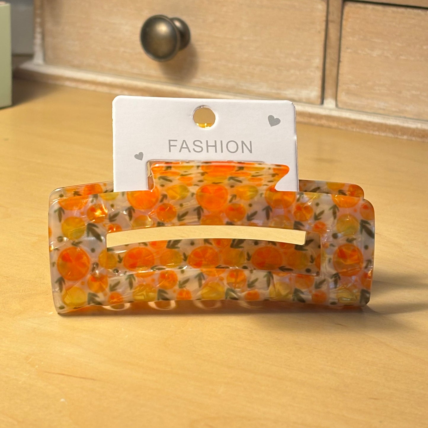 Hair Claw Clip 4” Tangerine and Lemons