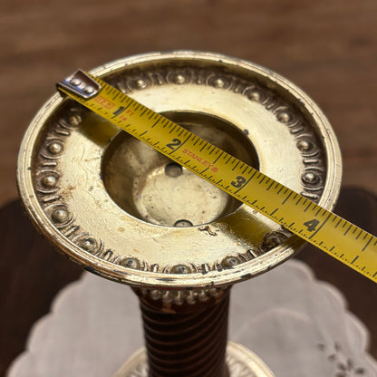Hallmark 12" Gold Tone Candle Stick Holder 4.5" Twisted Wooden base