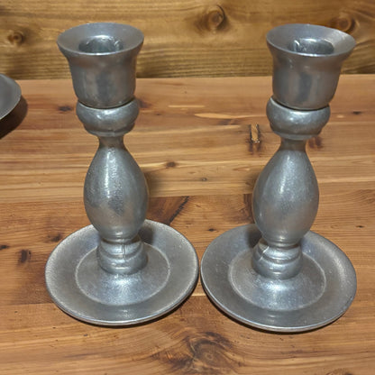 Pair of Vintage Pewter Candlesticks Candle Holders