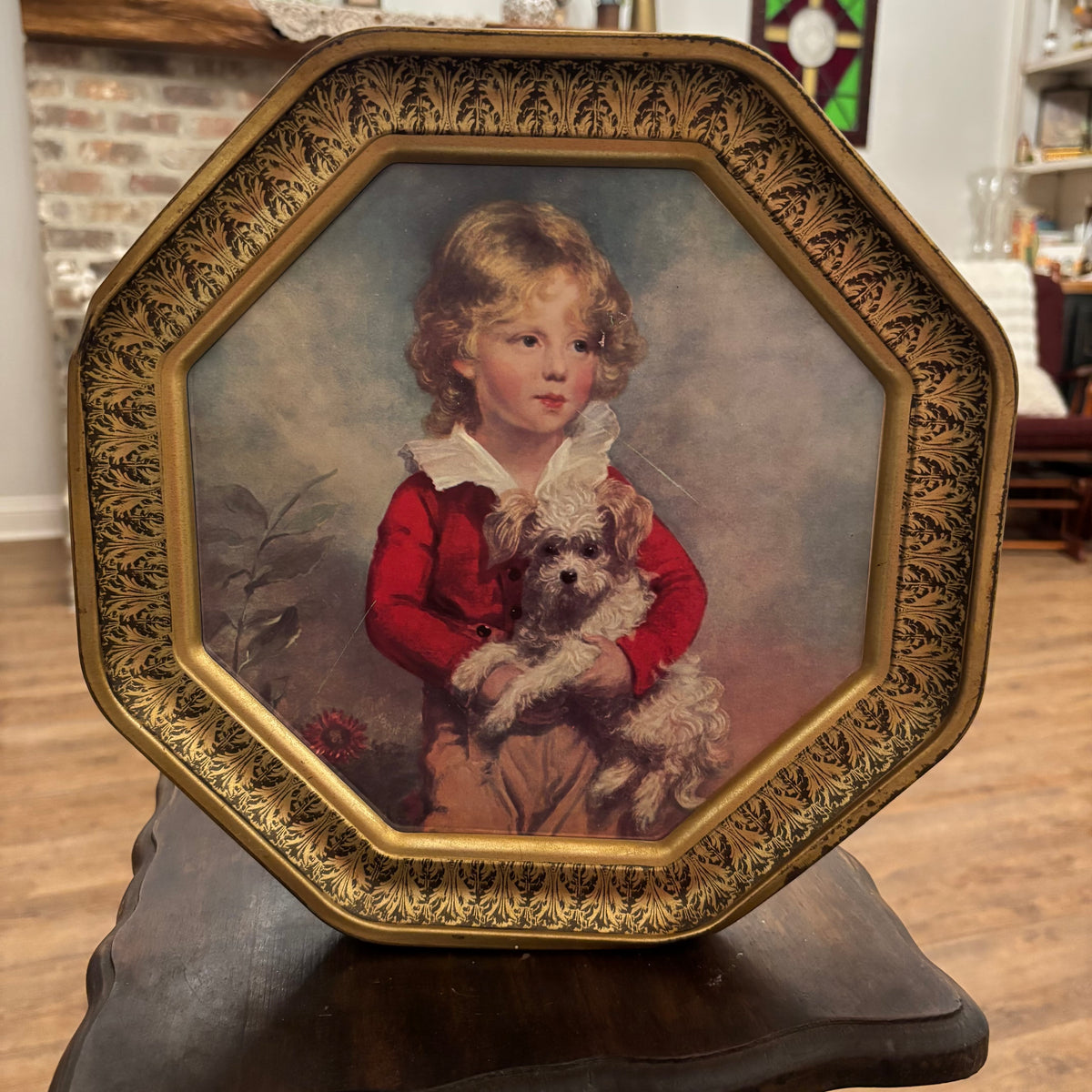 vintage octagonal metal wall hanging featuring a reproduction of the classic portrait "Master Simpson"by artist C. Bremont