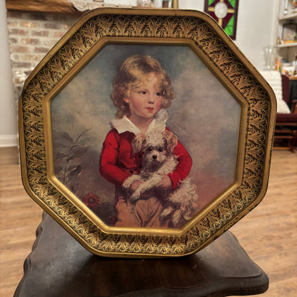vintage octagonal metal wall hanging featuring a reproduction of the classic portrait "Master Simpson"by artist C. Bremont