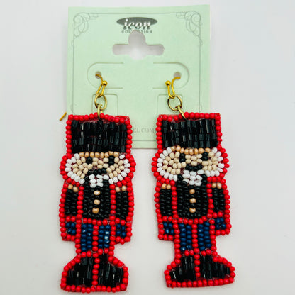 Christmas Statement Seed Bead Statement Earrings ~ Reindeer • Penguin• Nutcracker